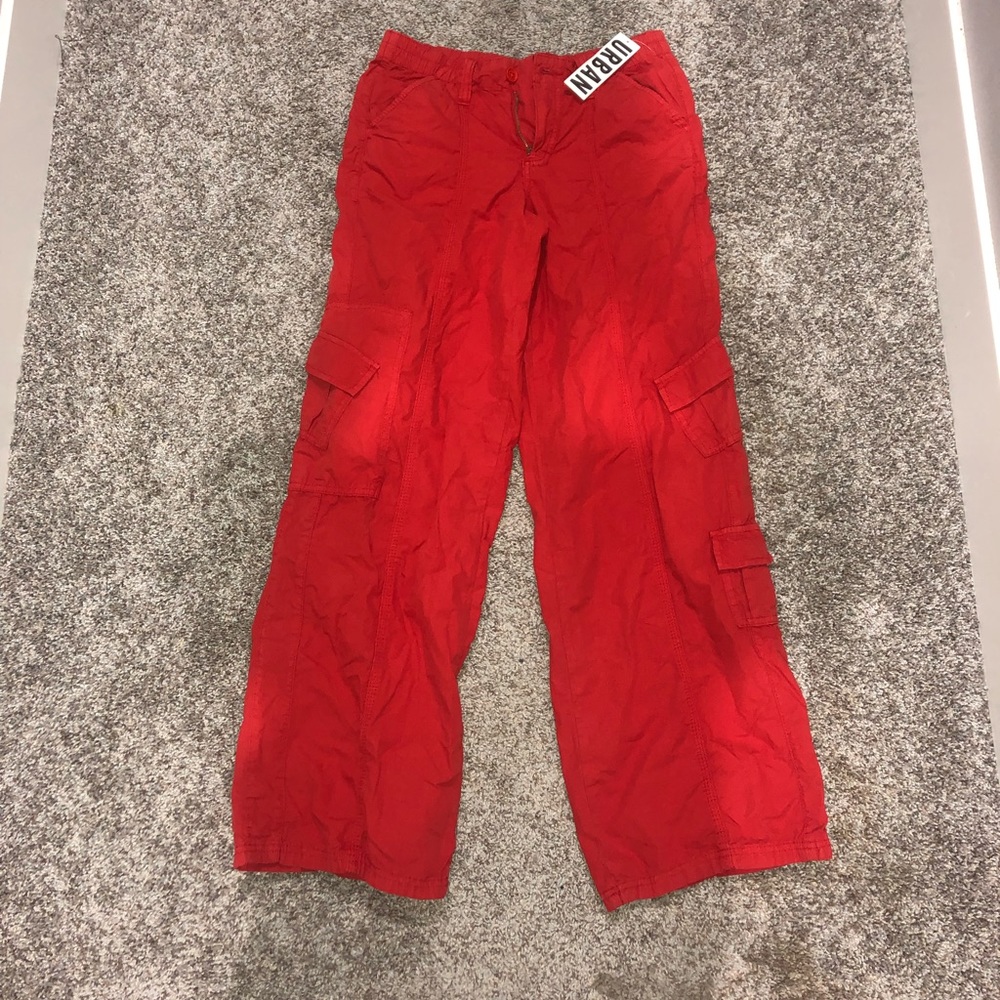 Red low rise y2k cargo pants